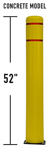 This Yellow 52" Bollard with Spring Base Will Help Protect Vehicles from Unnecessary Damage Yellow 52 inch bollard with spring base and red reflective tape