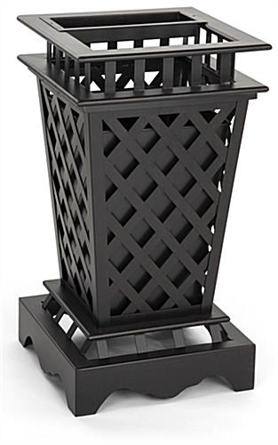 This Open Top Outdoor Garbage Can is Built for Long Lasting Use Open top outdoor garbage can made from cast aluminum