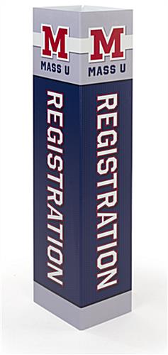 This Square Advertising Bollard Sign Provides You with The Ability to Advertise on Four Panels Square advertising bollard sign with four sided graphics