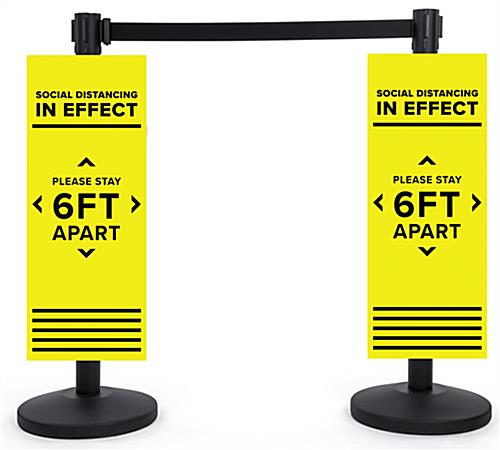 Physical Distancing Universal Post Sign – Great for Crowd Control Physical distancing universal post sign with vivid color graphics