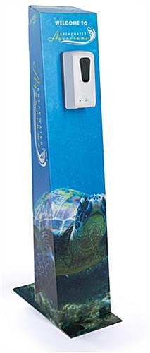 This Custom Cardboard Sanitizer Floor Dispenser is Perfect for Business Entrances Custom cardboard sanitizer floor dispenser with full color graphics