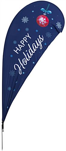 "Happy Holidays" Teardrop Flag with Snowflake Design Blue "Happy Holidays" Teardrop Flag