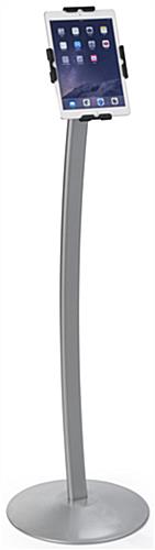 Silver Adjustable Tablet Floor Stand Adjustable Tablet Floor Stand, Curved Pole