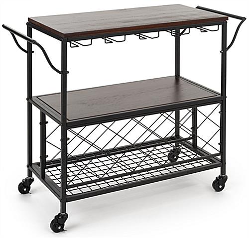 This Beverage Cart with Wine Storage Is Great for Pubs and Dive Bars Beverage cart with wine storage features two curved handles