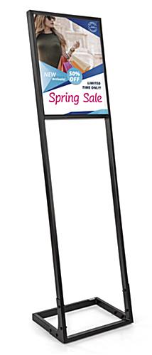 Custom Printed 16" by 20" Tension Fabric Poster on SEG Push Fit Sign Stand SEG push fit sign stand with full color custom dye-sublimation printed 16in wide by 20in tall fabric