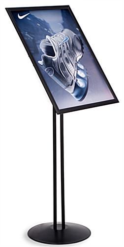 19-1/4 x 79-3/4 x 25-1/4, Fully Adjustable Black Finish Poster Stand with Double Metal Pole Base Sign Display w/Fully Adjustable Design: 18" 24" Black