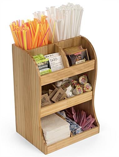 Coffee Station Wood Condiment Organizer Keeps All Serving Essentials Together Coffee station wood condiment organizer for countertop use