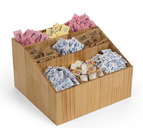 Sugar Packet Condiment Caddy Holds Everything from Drink Stirrers to Ketchup Packets Sugar packet condiment caddy with 9 compartments