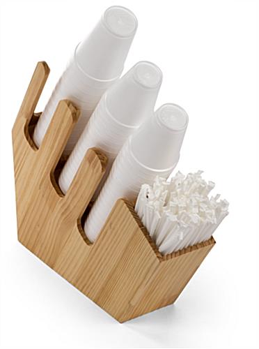 Coffee Cup And Lid Organizer with Space-Saving Vertical Design Angled coffee cup and lid organizer