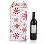 Red snowflake pre-printed cardboard wine carrier is sold in a set of 25