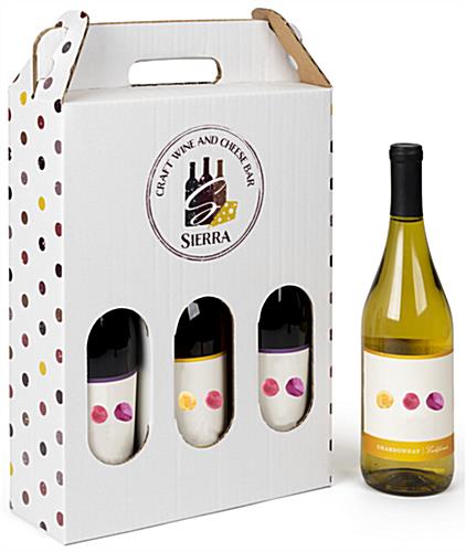 This Personalized Cardboard Wine Bottle Carrier Is Great for Boutique Wine Shops Personalized cardboard wine bottle carrier with 3 bottle capacity