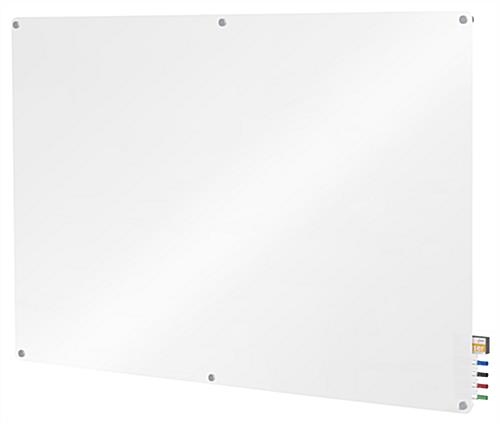 Glass Dry-Erase Board with Marker Caddy Glass Dry-Erase Board - Hanging