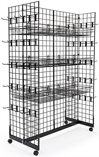 Black Gridwall Gondola Display System with 4 Wire Panels Black Gridwall Gondola Display System with H-Base