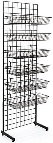 Black Gridwall "L" Stand Basket System with 12 Total Accessories Black Gridwall "L" Stand Basket System with 6 Accessories Per Unit