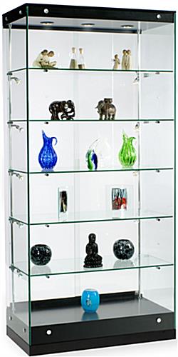 36 x 76 x 19-Inch, Glass Display Case And Black MDF Base Glass Cabinets: 36"w Grace Tyler Commercial Showcases - Black Painted MDF