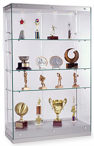 48 x 76 x 19-Inch, Tempered Glass Frameless Design Award Case, Silver Finish Canopy And Base Award Display: 48"w Silver Painted MDF Grace Tyler Commerical Trophy Case
