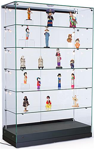 48 x 76-1/2 x 19-Inch, Tempered Glass Display Case And Black MDF Base Display Cases: Feature Vertical Lighting & Adjustable Shelving - Semi Gloss Black MDF