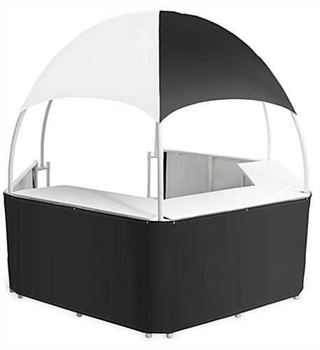 10' Wide Black/White Dome Kiosk Black/White Dome Kiosk with Storage Space