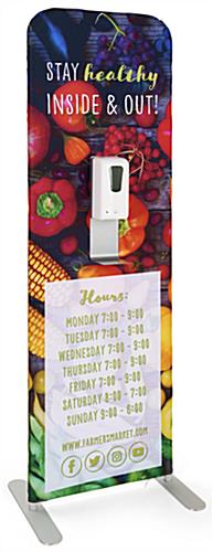 This Touchless Hand Sanitizer Banner Stand Is Great for Ensuring Patrons that Their Health Is a Priority 24 inch x 78.75 inch touchless hand sanitizer banner stand with an automatic gel dispenser