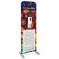 24 inch x 78.75 inch touchless hand sanitizer banner stand with an automatic gel dispenser