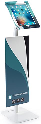 iPad Pro Kiosk With 30" Banner with Custom Printed Enclosure iPad Pro Kiosk With 30" Banner & UV Printed Graphics