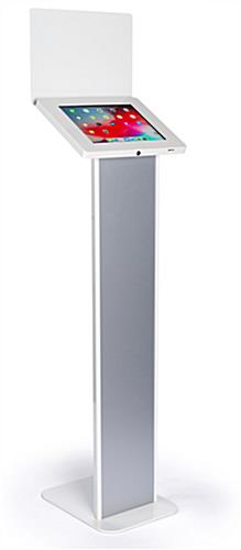 iPad Panel Kiosk Ideal for a Lobby or Office Silver and white iPad panel kiosk with sturdy base