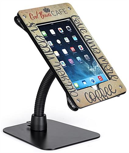 Flex Arm Tablet Mount Custom Holder for iPad - Gooseneck Conveniently Bends Gooseneck flex arm tablet mount custom holder for iPad