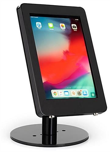 Black iPad POS Enclosure - Countertop Design for Nail Salons and Barbershops Black iPad POS enclosure with sturdy base for countertops