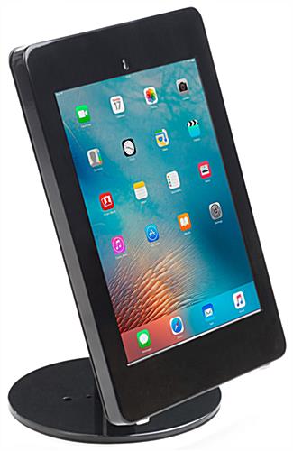Propped View of iPad Pro Table Stand Black iPad Pro Table Stand