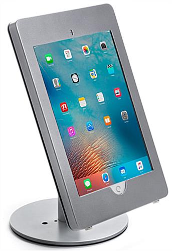 Propped View of Adjustable iPad Pro Stand Silver Adjustable iPad Pro Stand