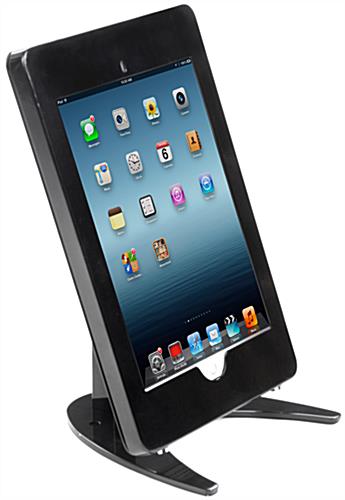 Propped View of iPad Pro Counter Holder Black iPad Pro Counter Holder