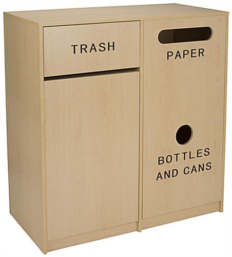 Side By Side Unit Food Court Trash Receptacles Food Court Trash Receptacles with 3 Separate Compartments