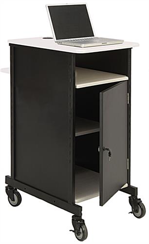 Oblique View of Metal Computer Cart Metal Computer Cart with Casters
