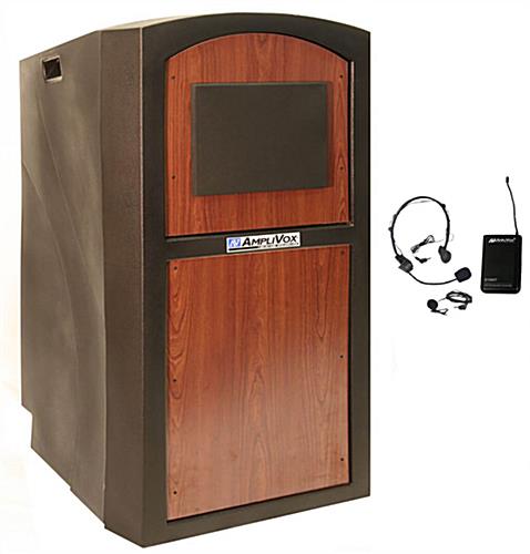 47" Tall Portable Podium with Sound System Portable Podium with Sound System and 2 Casters
