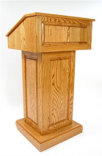 solid wood podium with medium oak finish solid wood podium
