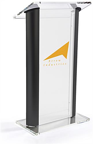 Modern Clear Podium with Frosted Acrylic with 4 Rubber Feet Under Base Black Sided Modern Clear Podium with Frosted Acrylic