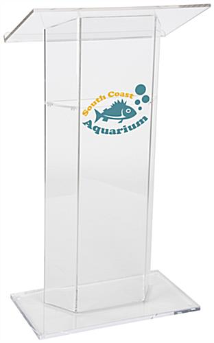 Custom Graphic Lucite Lectern Perfect for Public Speaking Custom Graphic Lucite Lectern, Weighs 42 lbs