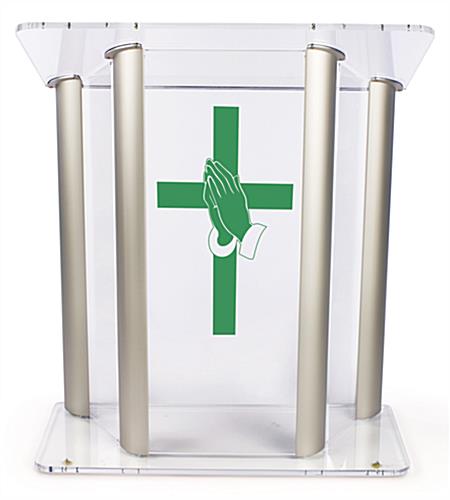 Wide Pulpit with Prayer Hands Cross Stock Graphic Wide Pulpit with Prayer Hands Cross Graphic