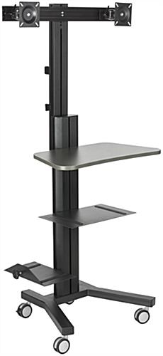 Powder Coated Multi-Monitor Standing Computer Cart Multi-Monitor Standing Computer Cart, Black Finish