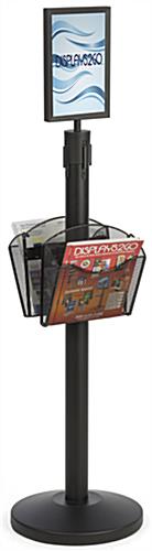 Stanchion w/ (2) Literature Pockets & Sign Holder & Red Belt – Propped Stanchion w/ (2) Literature Pockets & Sign Holder & Red Belt – Steel Construction