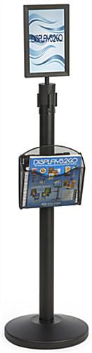 Stanchion w/ Literature Pocket & Sign Holder & Red Belt – Propped Stanchion w/ Literature Pocket & Sign Holder & Red Belt – 7" x 11"
