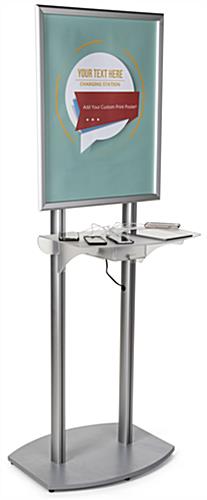 Poster Frame Charging Station with Frosted Shelf Silver Poster Frame Charging Station
