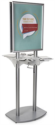 Double Sided Poster Kiosk Charging Station Silver Poster Kiosk Charging Station