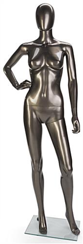 Faceless Metallic Female Mannequin Metallic Female Mannequin for Storefront Window Displays