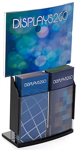 Propped View of Convex Sign Holder & Brochure Display Convex Sign Holder & Brochure Display with Black Base