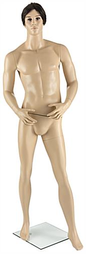 Nude View of Realistic Male Mannequin with Brown Wig Muscular Realistic Male Mannequin with Brown Wig