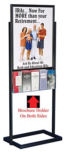 25 x 63 x 15-Inch, Black Finish Metal Double-sided Poster Frame And Literature Rack Poster Dipslay Fixture Black Double-Sided With 10 Brochure Holders