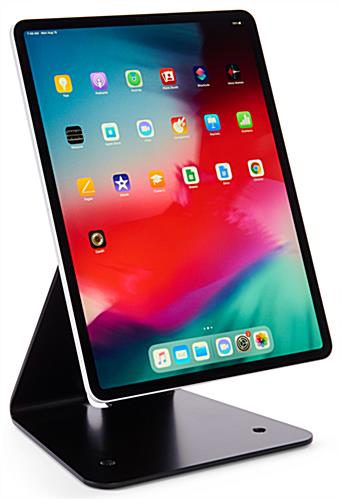 Magnetic Tablet Counter Stand w/ Cable Lock, Universal Compatibility – Black & Silver Magnetic tablet stand with countertop placement