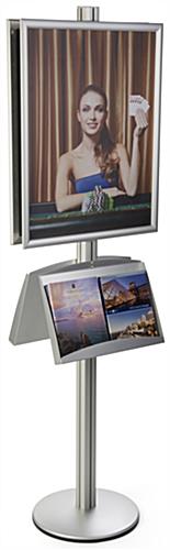 Modern 22x28 Snap Poster Stand with 2 Literature Shelves 22x28 Snap Poster Stand with 2 Literature Shelves, Silver Finish