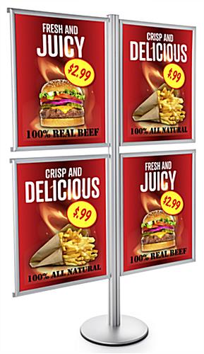 Snap-Open 4-Frame Floor Poster Display Stand 4-Frame Floor Poster Display Stand with Snap-Open Holders